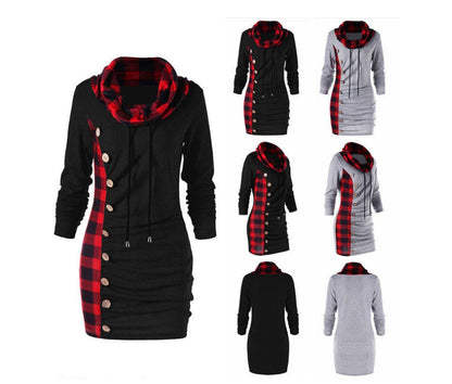 GymJoy's Plaid Package Hip Hoodie – Stylish & Casual for Women