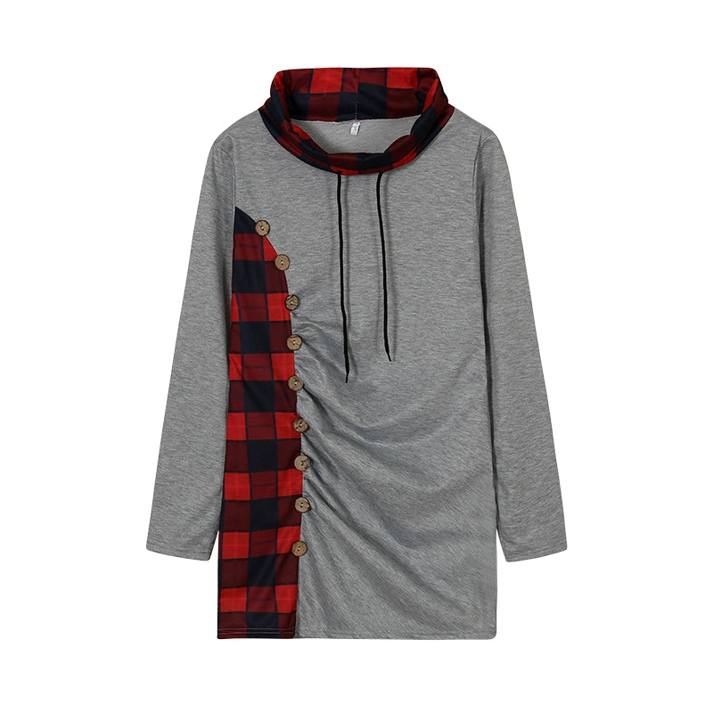 GymJoy's Plaid Package Hip Hoodie – Stylish & Casual for Women