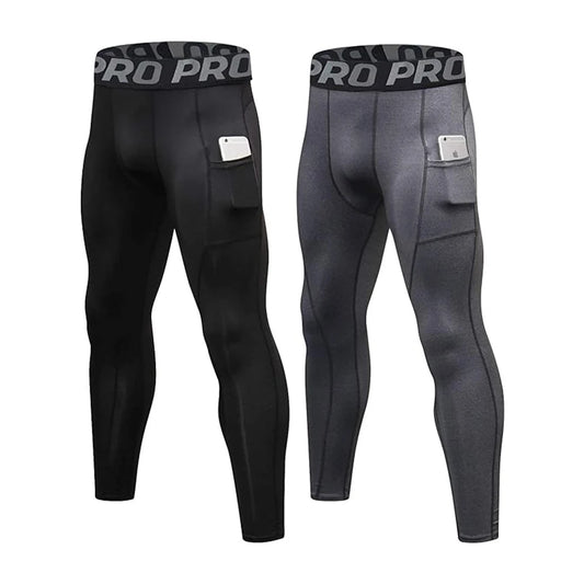 GymJoy's Men's Compression Pants with Pockets – Performance Athletic Tights