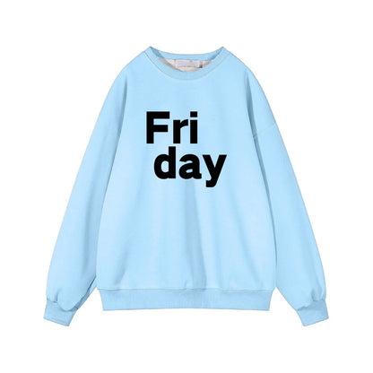 GymJoy's "Friday" Letter Print Sweatshirt – Casual Vintage Pullovers for Women