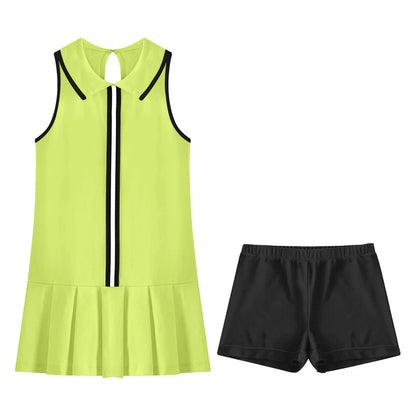 GymJoy's Girls Pleated Tennis & Sports Dress Set – Comfortable Sleeveless Outfit with Shorts