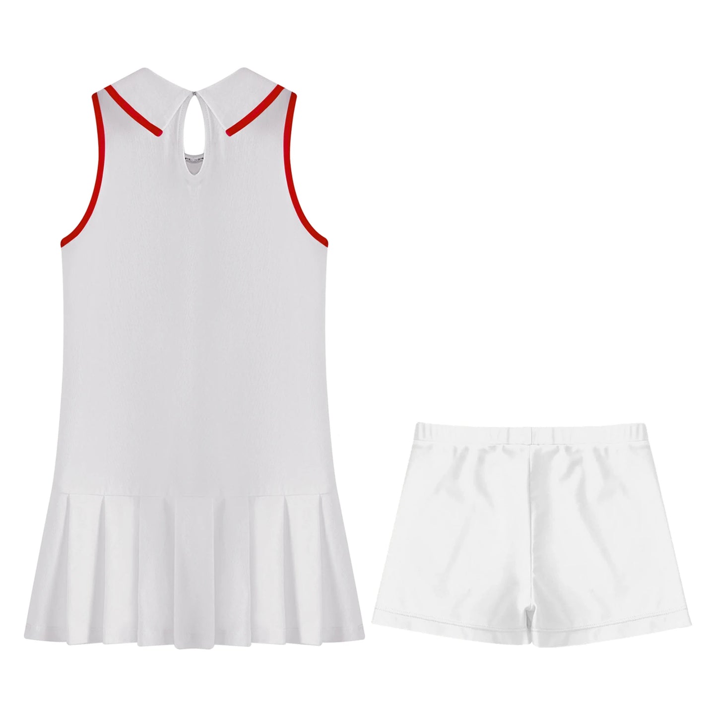 GymJoy's Girls Pleated Tennis & Sports Dress Set – Comfortable Sleeveless Outfit with Shorts