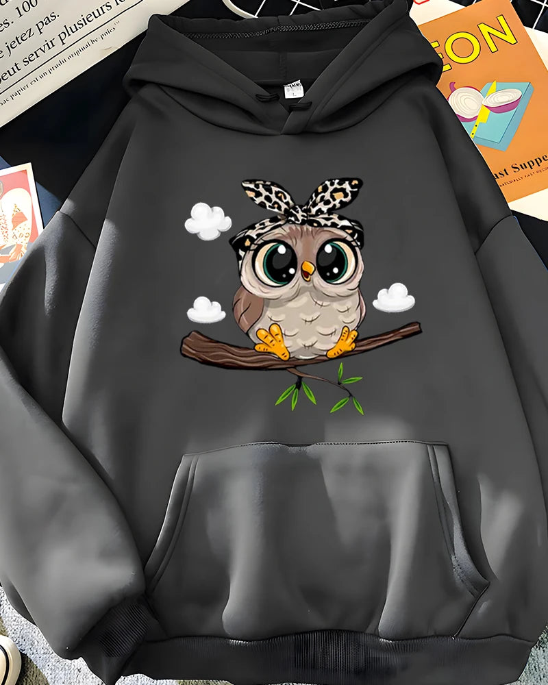 GymJoy's Kawaii Cartoon Print Oversized Hoodie – Cute Graphic Fleece Sweatshirt