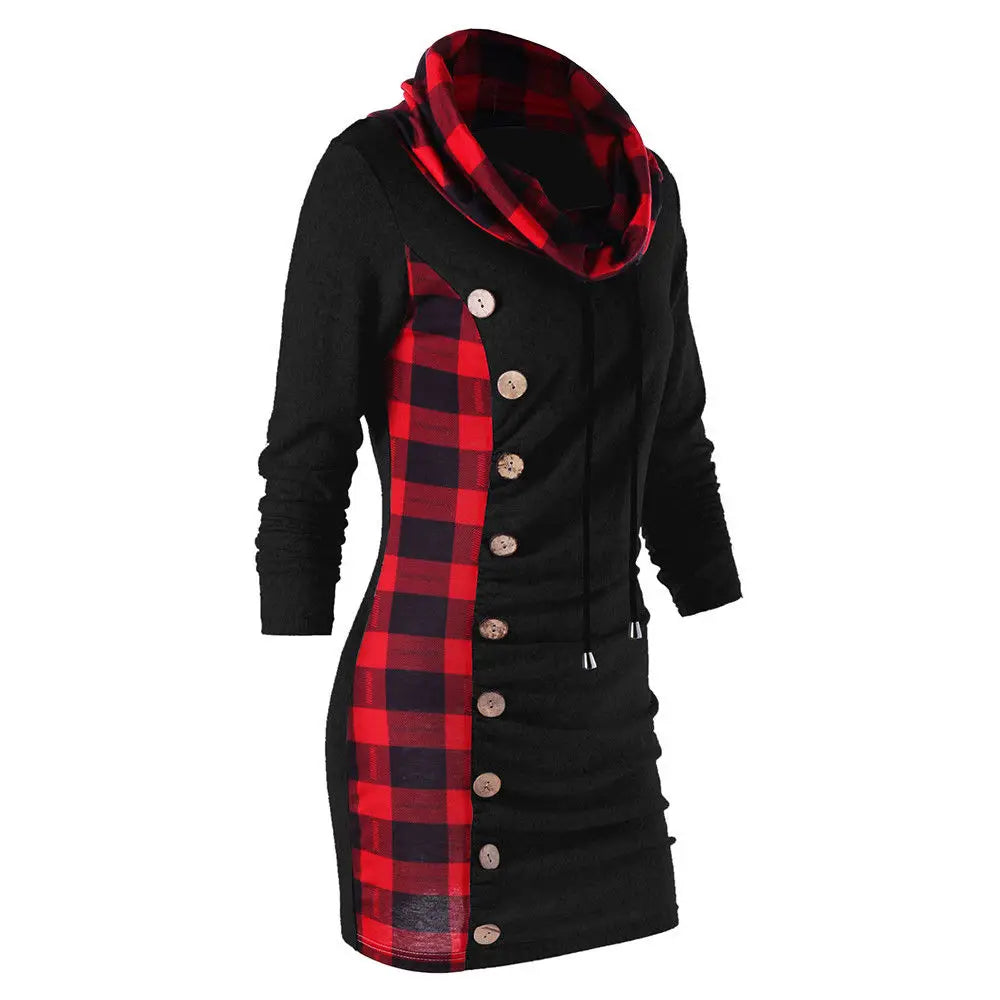 GymJoy's Plaid Package Hip Hoodie – Stylish & Casual for Women