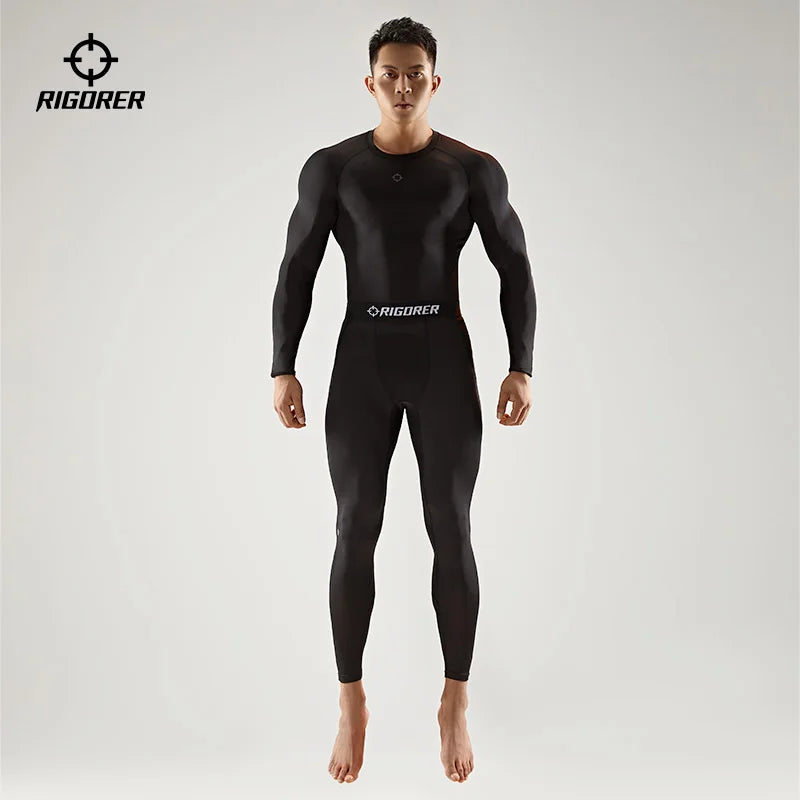 RIGORER Men's Fitness Compression Pants – Stretch & Breathable