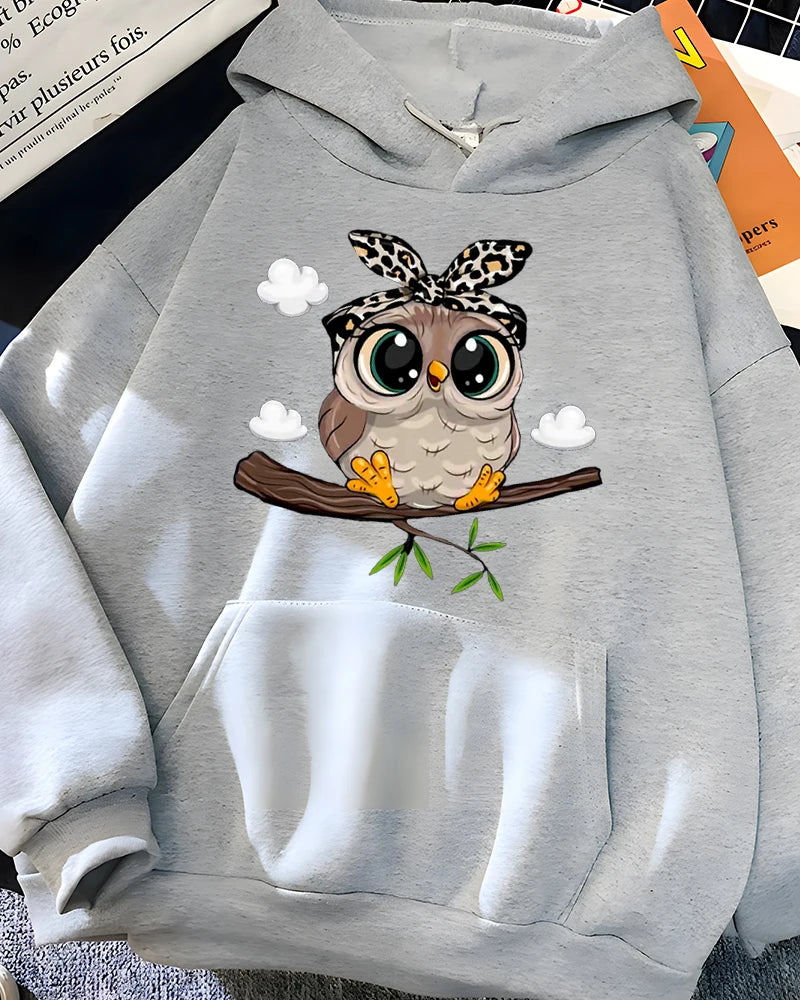 GymJoy's Kawaii Cartoon Print Oversized Hoodie – Cute Graphic Fleece Sweatshirt