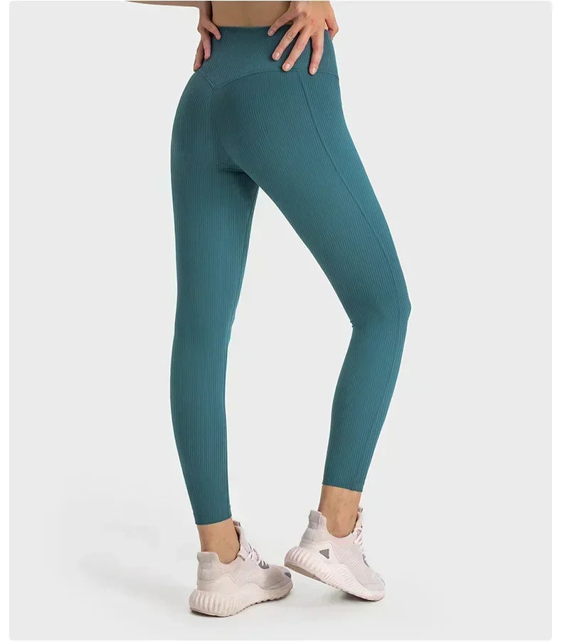 GymJoy's Lemon Align Ribbed High-Waist Leggings – Lift & Sculpt Yoga Pants