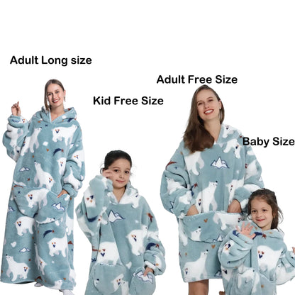 GymJoy's Wearable Shark Blanket Hoodie – Flannel Warmth for Adults & Kids