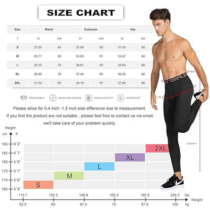 GymJoy's Men's Compression Pants with Pockets – Performance Athletic Tights