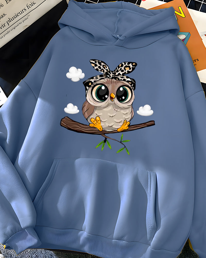 GymJoy's Kawaii Cartoon Print Oversized Hoodie – Cute Graphic Fleece Sweatshirt