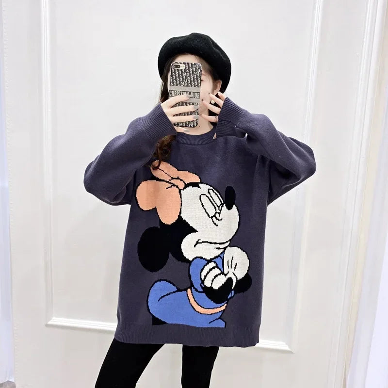 GymJoy's Disney Mickey Sweaters – Loose & Comfortable Cartoon Tops for Women