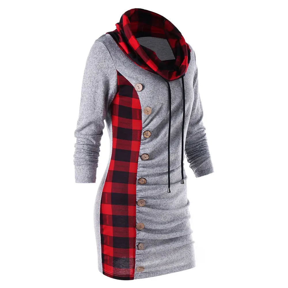 GymJoy's Plaid Package Hip Hoodie – Stylish & Casual for Women