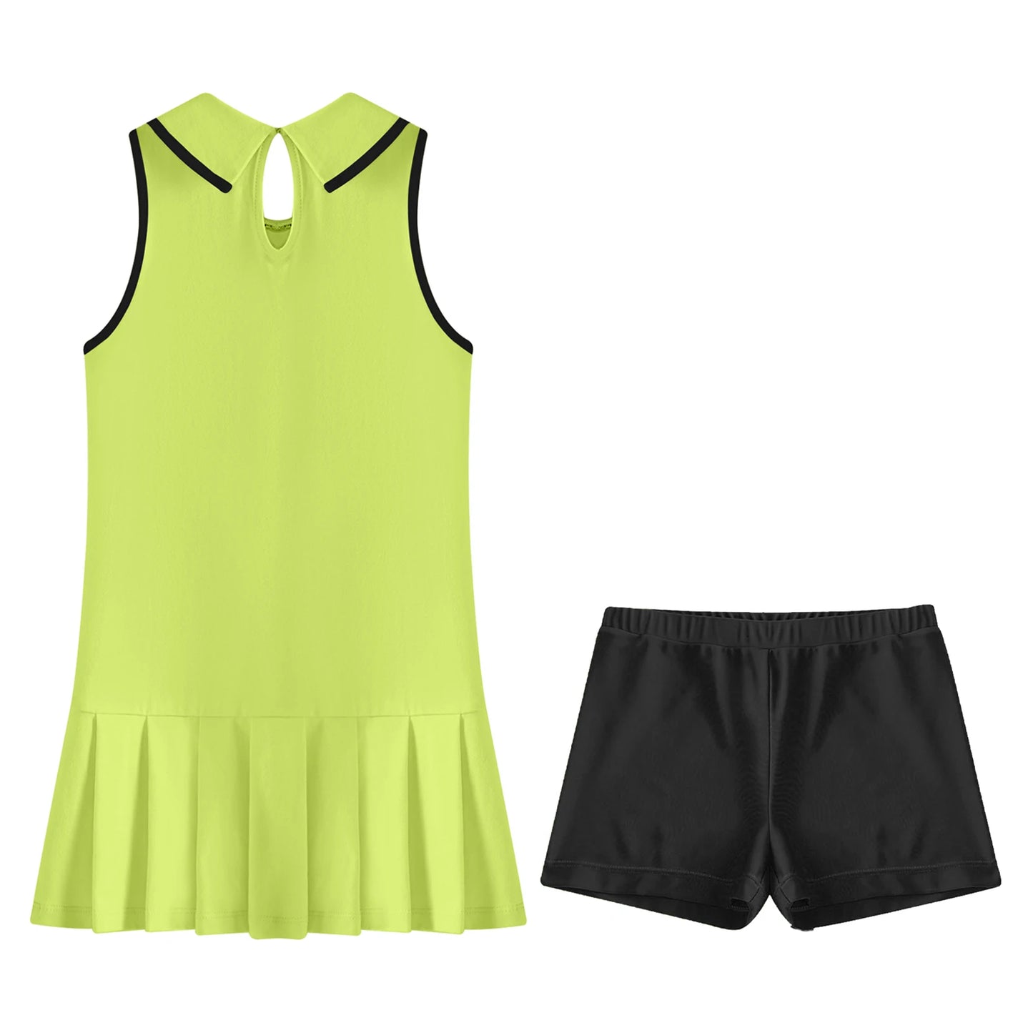 GymJoy's Girls Pleated Tennis & Sports Dress Set – Comfortable Sleeveless Outfit with Shorts