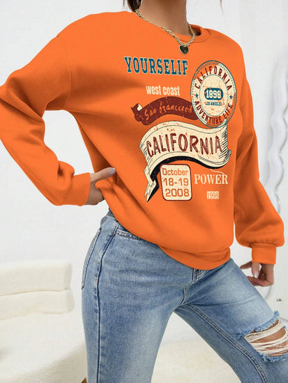 GymJoy's California Letter Printed Women's Sweatshirt – Vintage Fleece Casual Hoodie