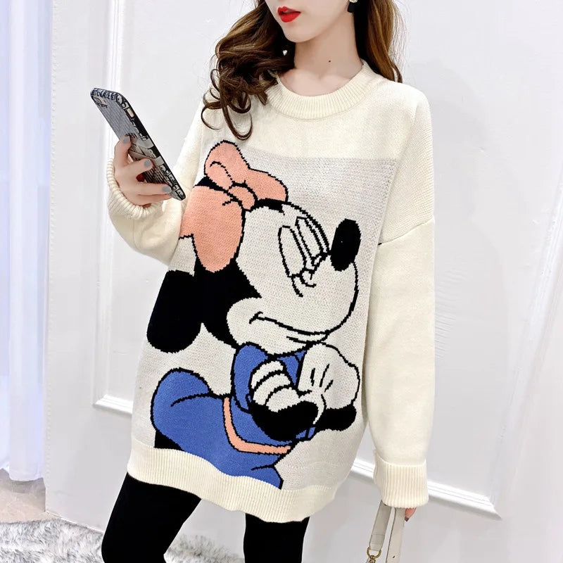 GymJoy's Disney Mickey Sweaters – Loose & Comfortable Cartoon Tops for Women