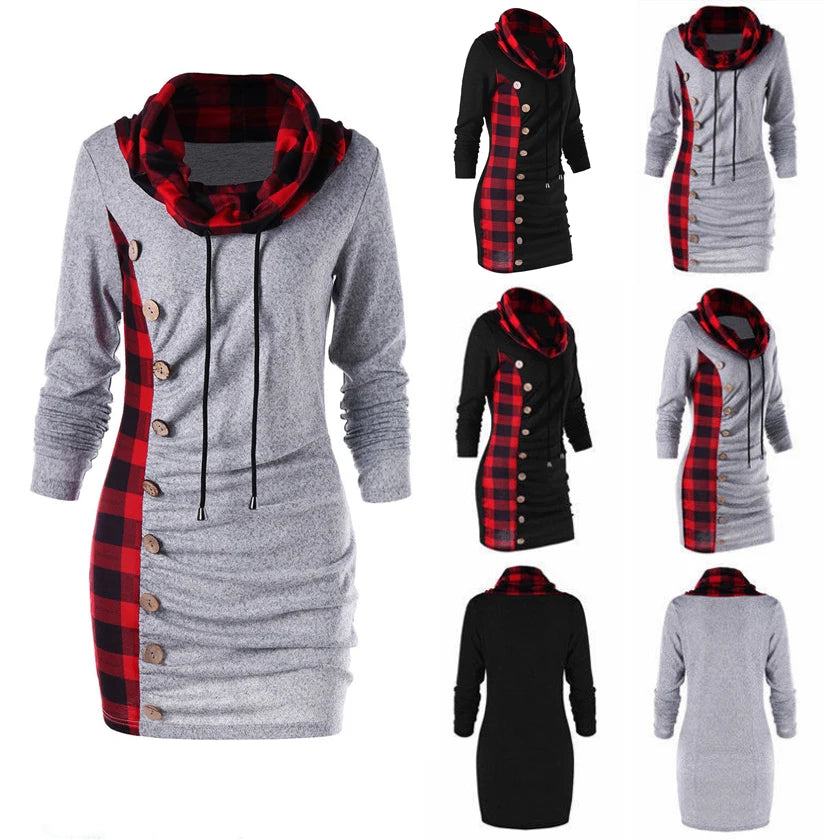 GymJoy's Plaid Package Hip Hoodie – Stylish & Casual for Women