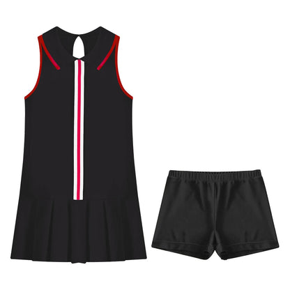 GymJoy's Girls Pleated Tennis & Sports Dress Set – Comfortable Sleeveless Outfit with Shorts