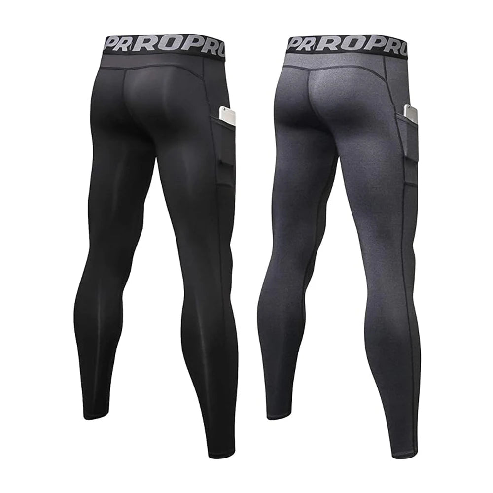 GymJoy's Men's Compression Pants with Pockets – Performance Athletic Tights