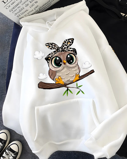 GymJoy's Kawaii Cartoon Print Oversized Hoodie – Cute Graphic Fleece Sweatshirt