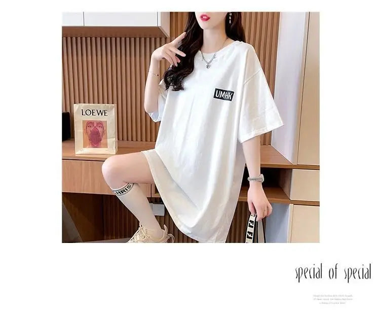 GymJoy's Korean Style Loose Summer T-Shirt – Casual Large Size Women's Top