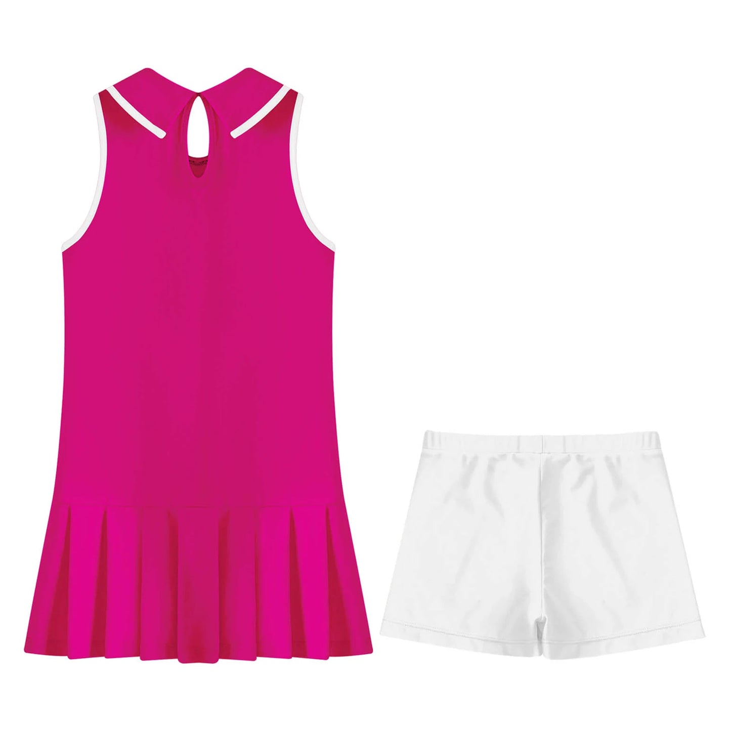 GymJoy's Girls Pleated Tennis & Sports Dress Set – Comfortable Sleeveless Outfit with Shorts