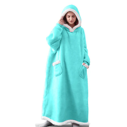 GymJoy's Super Long Wearable Blanket Hoodie with Sleeves – Flannel Warmth for Men & Women