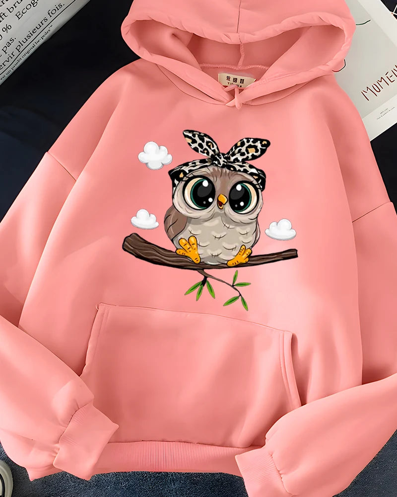 GymJoy's Kawaii Cartoon Print Oversized Hoodie – Cute Graphic Fleece Sweatshirt